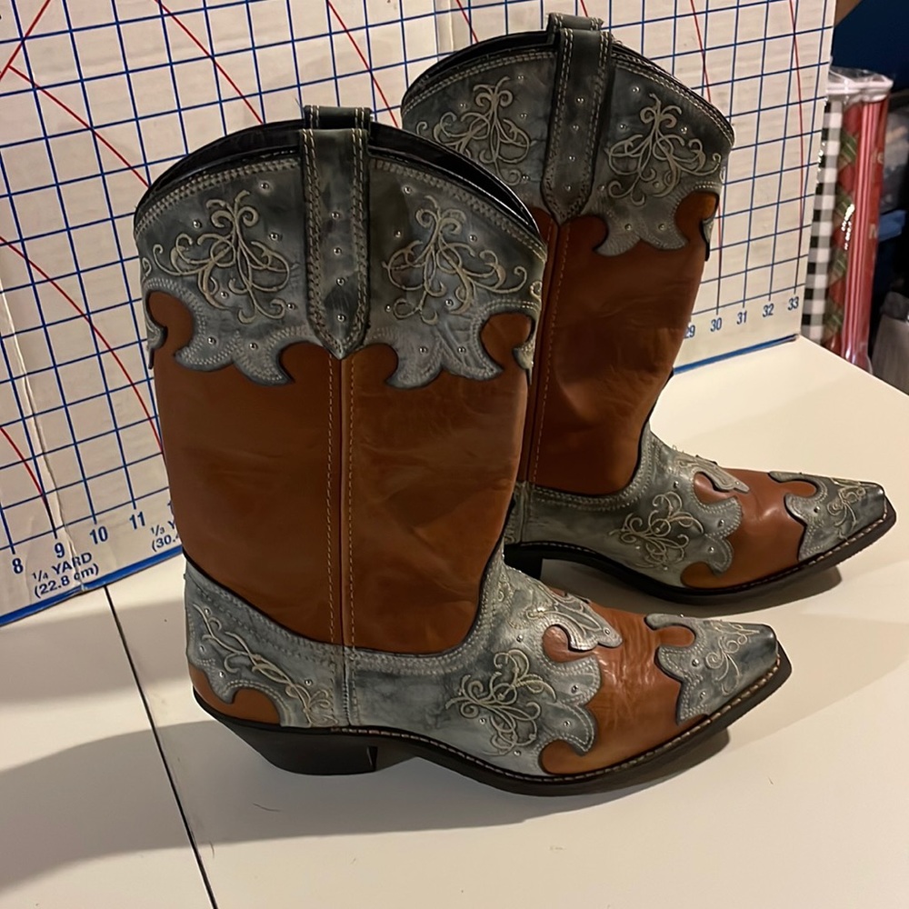 Blue and brown Cowboy boots